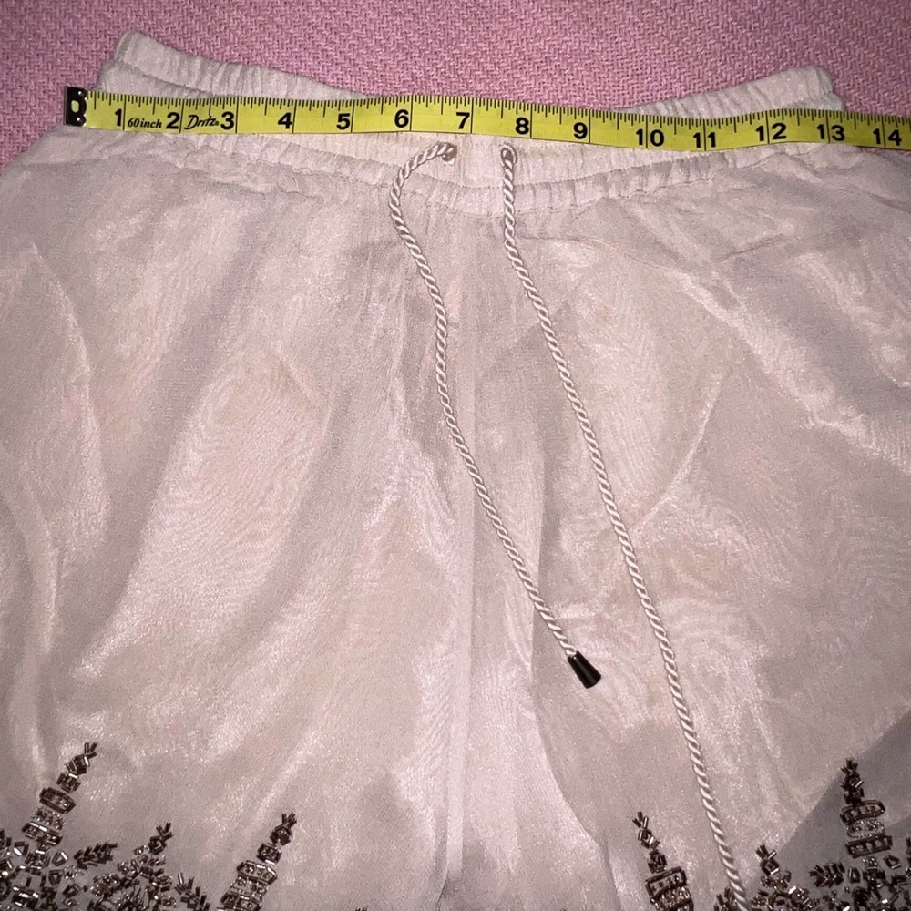 Maeve Anthropologie Beaded Embroidered Shorts Pink Champagne Boho XS - Picture 3 of 10